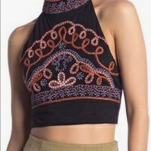 Free People Goa Embroidered Halter Top